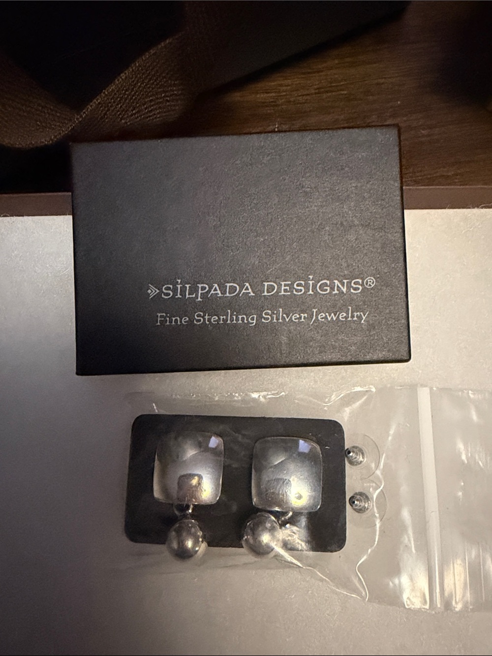 Silpada Silver Cushion Square Drop Earrings